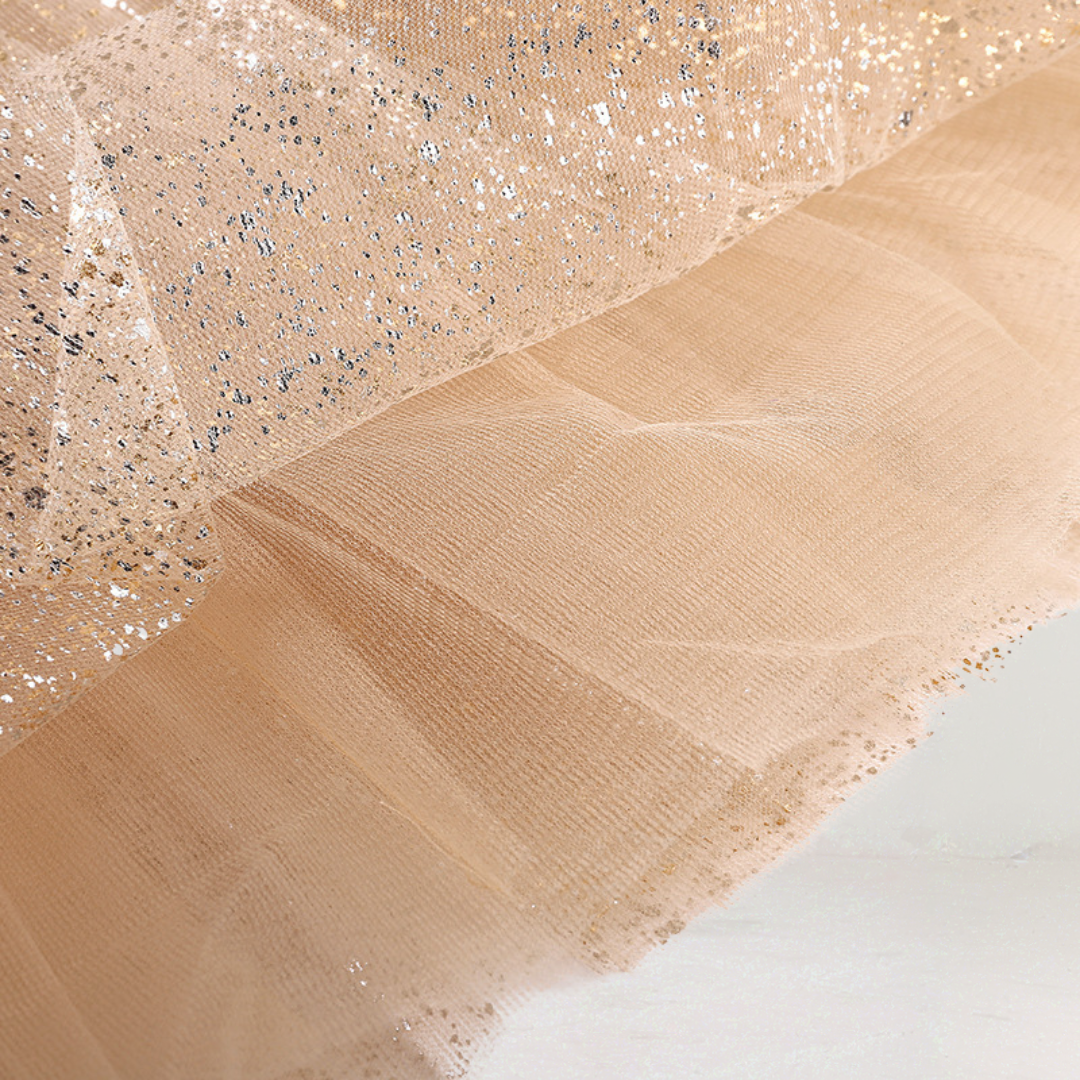 Gold Glitter Tulle Mini Skirt