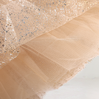 Gold Glitter Tulle Mini Skirt