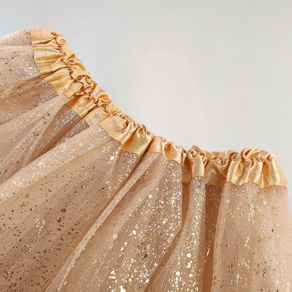 Gold Glitter Tulle Mini Skirt