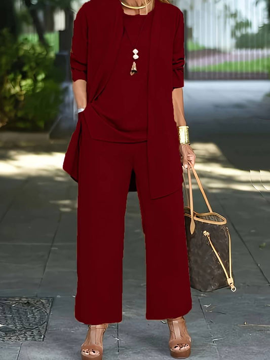 Elegant Three-Piece Pantsuit for Women Sophisticated & Versatile
